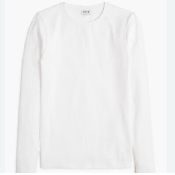 J Crew Factory Long-sleeve ribbed everyday tee in white plus size 2X NWT CA961 - Picture 1 of 9